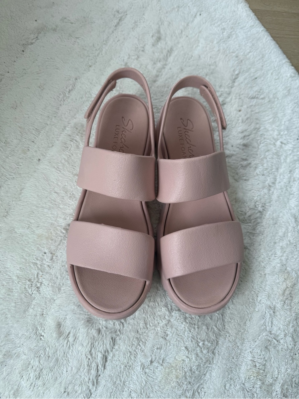 Skechers Women’s Blush Pink Double-Strap Slingback Sandals